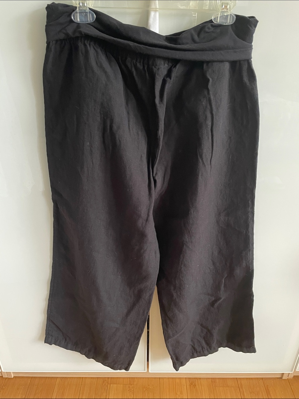 DKNY PURE Black woman’s  Casual LINEN PANTS WIDE LEG